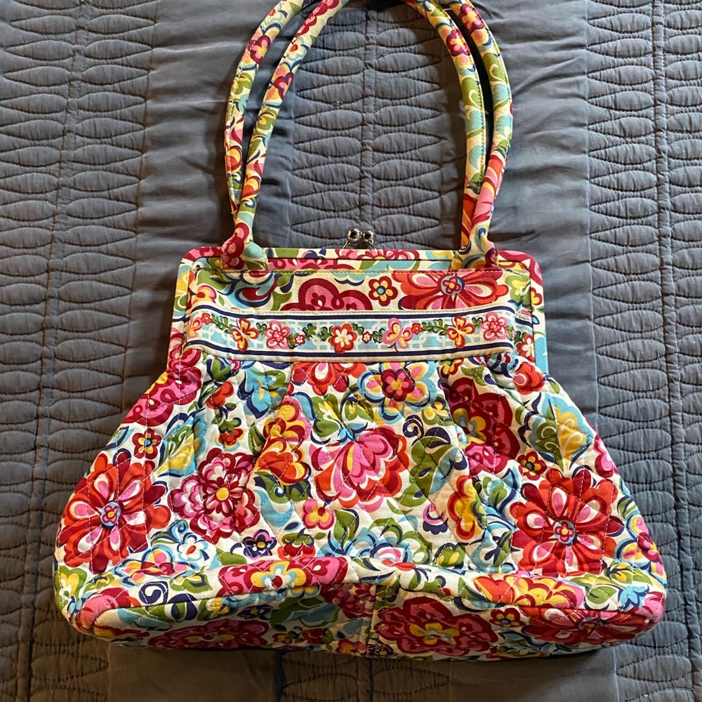 Vera Bradley Colorful Hope Garden Kiss Lock Floral Shoulder Bag
